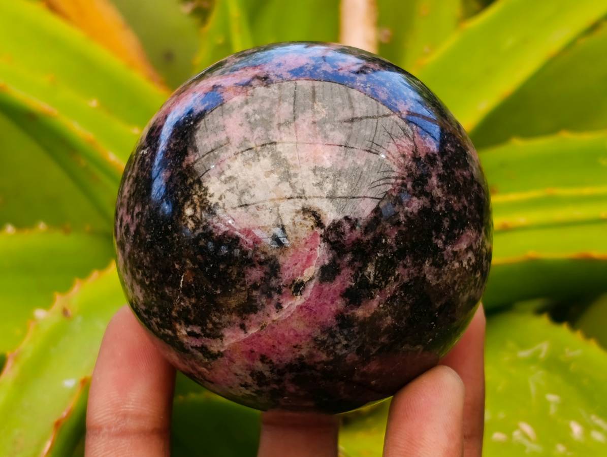 Polished Rhodonite Spheres x 4 From Ambindavato, Madagascar - Toprock Gemstones and Minerals 