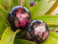 Polished Rhodonite Spheres x 4 From Ambindavato, Madagascar