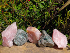 Natural Rose Quartz And Emerald Mica 'Mutokolite' Rough Specimens x 5 From Southern Africa - Toprock Gemstones and Minerals 