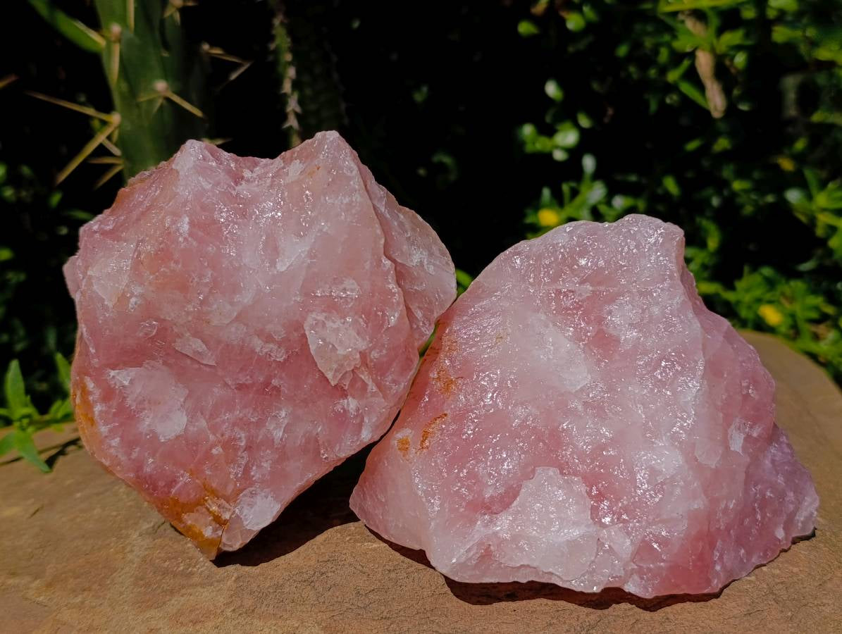 Natural Rose Quartz And Emerald Mica 'Mutokolite' Rough Specimens x 5 From Southern Africa - Toprock Gemstones and Minerals 