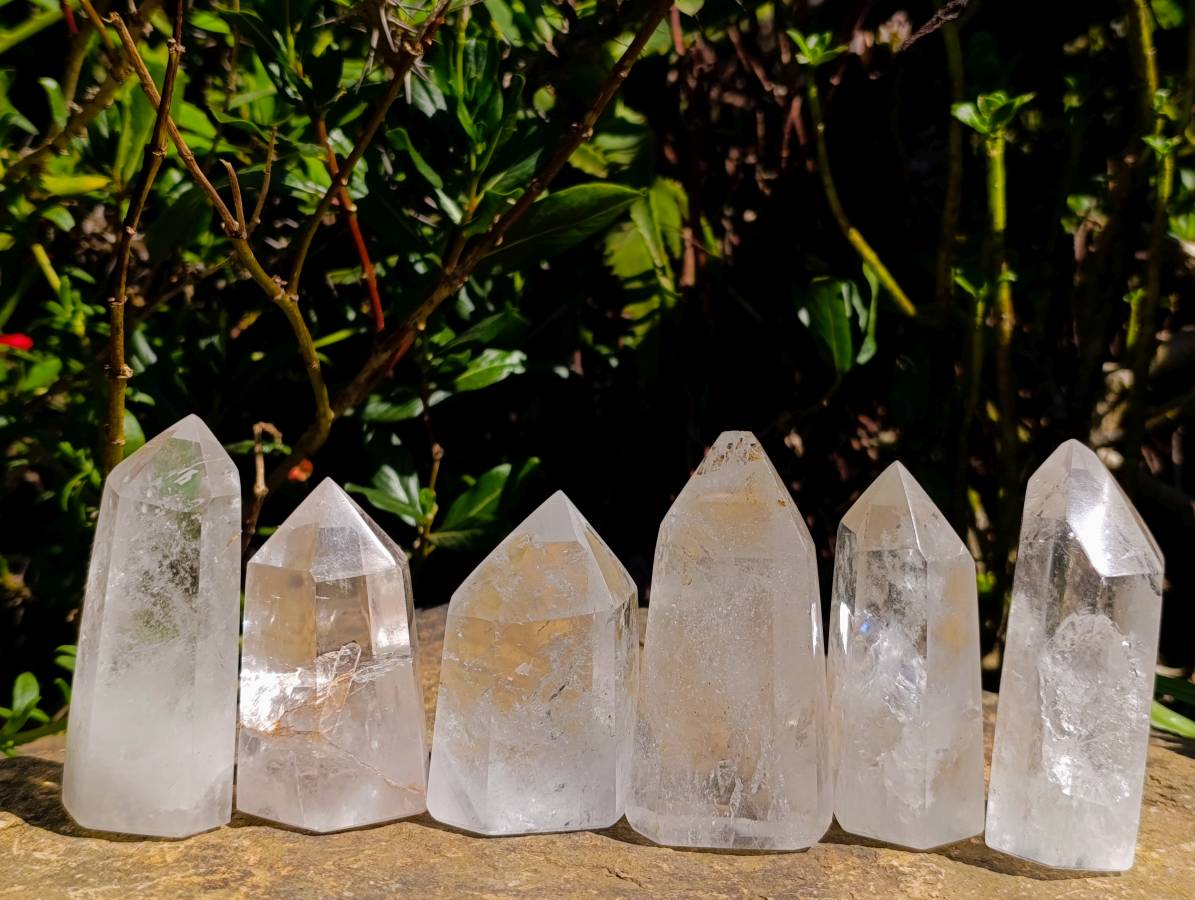 Polished Quartz Crystals x 6 From Madagascar - Toprock Gemstones and Minerals 