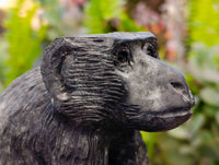 Hand Made Black Soapstone Baboon and Verdite Hippo Carvings x 2 From Zimbabwe