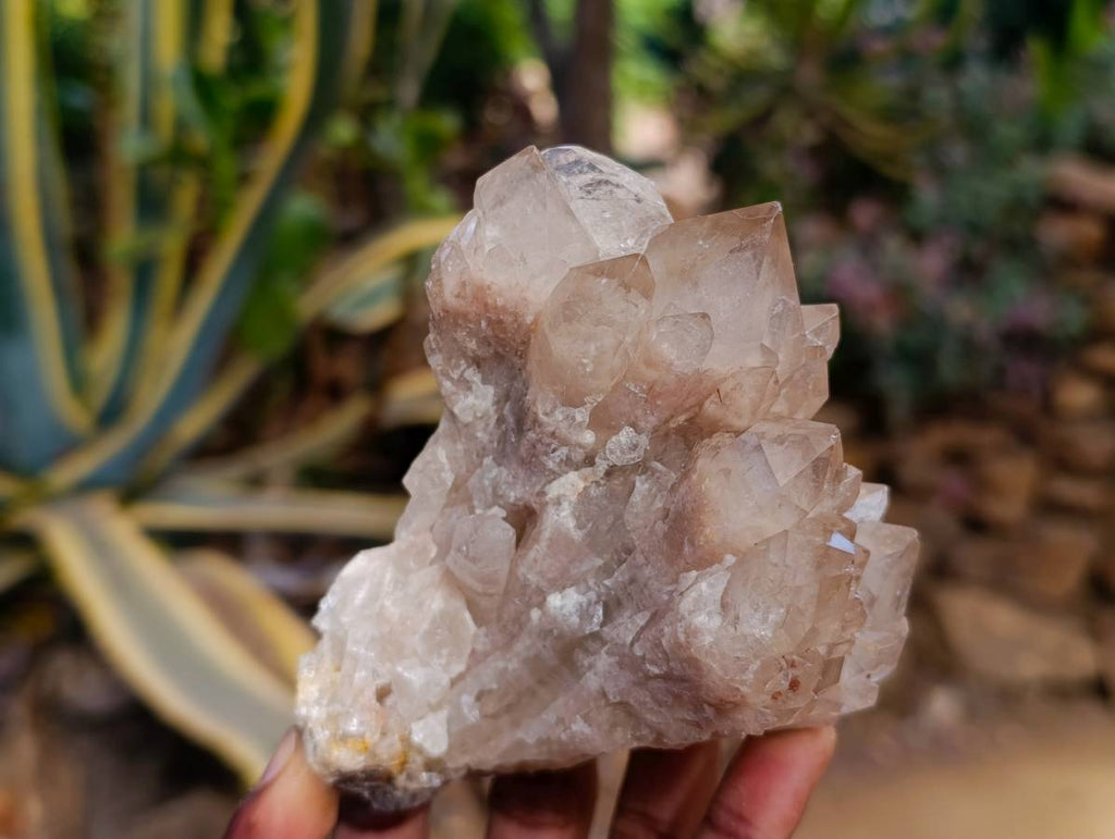 Natural Smokey Phantom Quartz Clusters x 3 From Luena, Congo - Toprock Gemstones and Minerals 