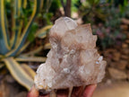 Natural Smokey Phantom Quartz Clusters x 3 From Luena, Congo - Toprock Gemstones and Minerals 