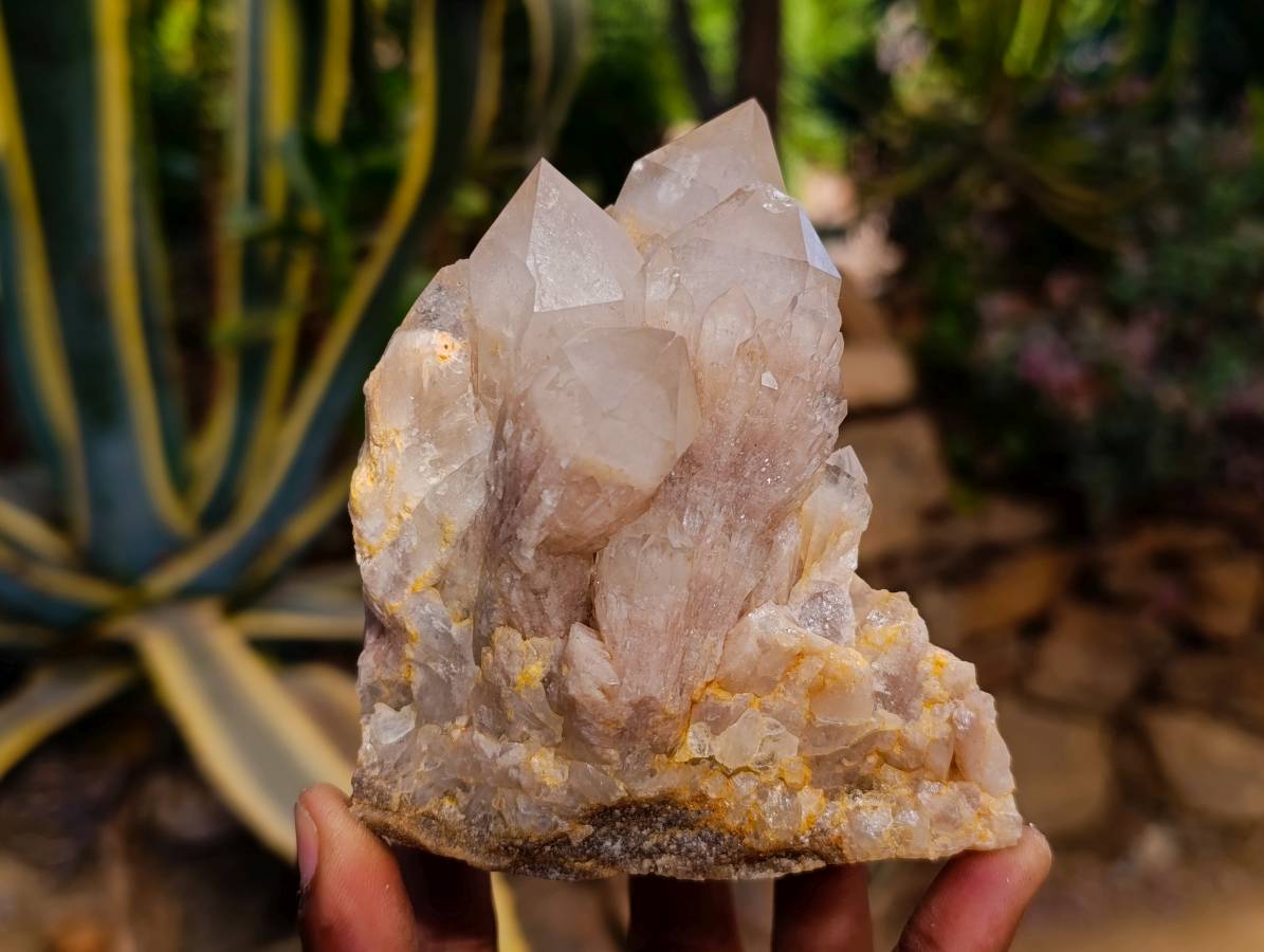 Natural Smokey Phantom Quartz Clusters x 3 From Luena, Congo - Toprock Gemstones and Minerals 