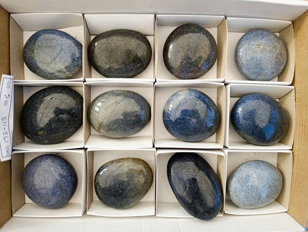 Polished Lazulite Galets x 12 From Madagascar - Toprock Gemstones and Minerals 