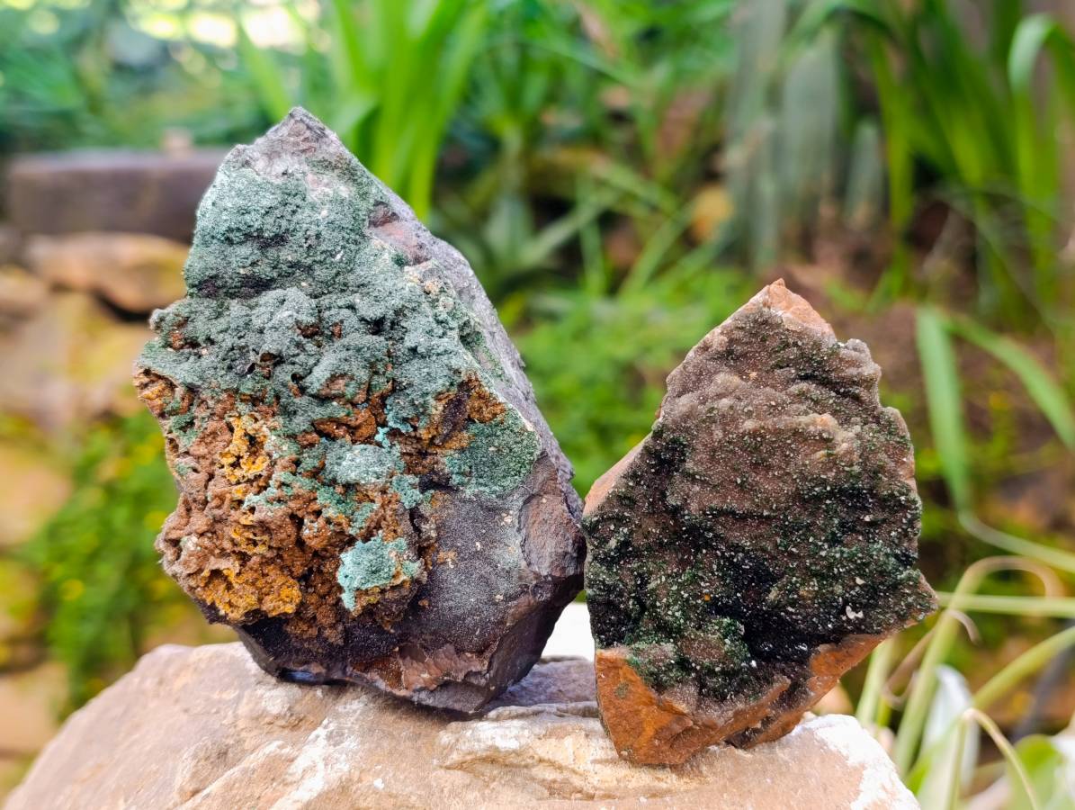 Natural Libethenite Crystals On Dolomite Matrix Specimens x 4 From Shituru, Congo - Toprock Gemstones and Minerals 