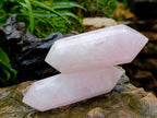 Polished Double Terminated Rose Quartz Crystals x 6 From Madagascar - Toprock Gemstones and Minerals 
