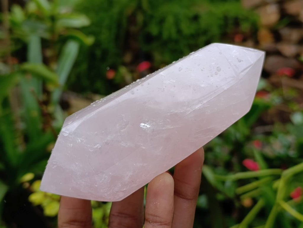 Polished Double Terminated Rose Quartz Crystals x 6 From Madagascar - Toprock Gemstones and Minerals 