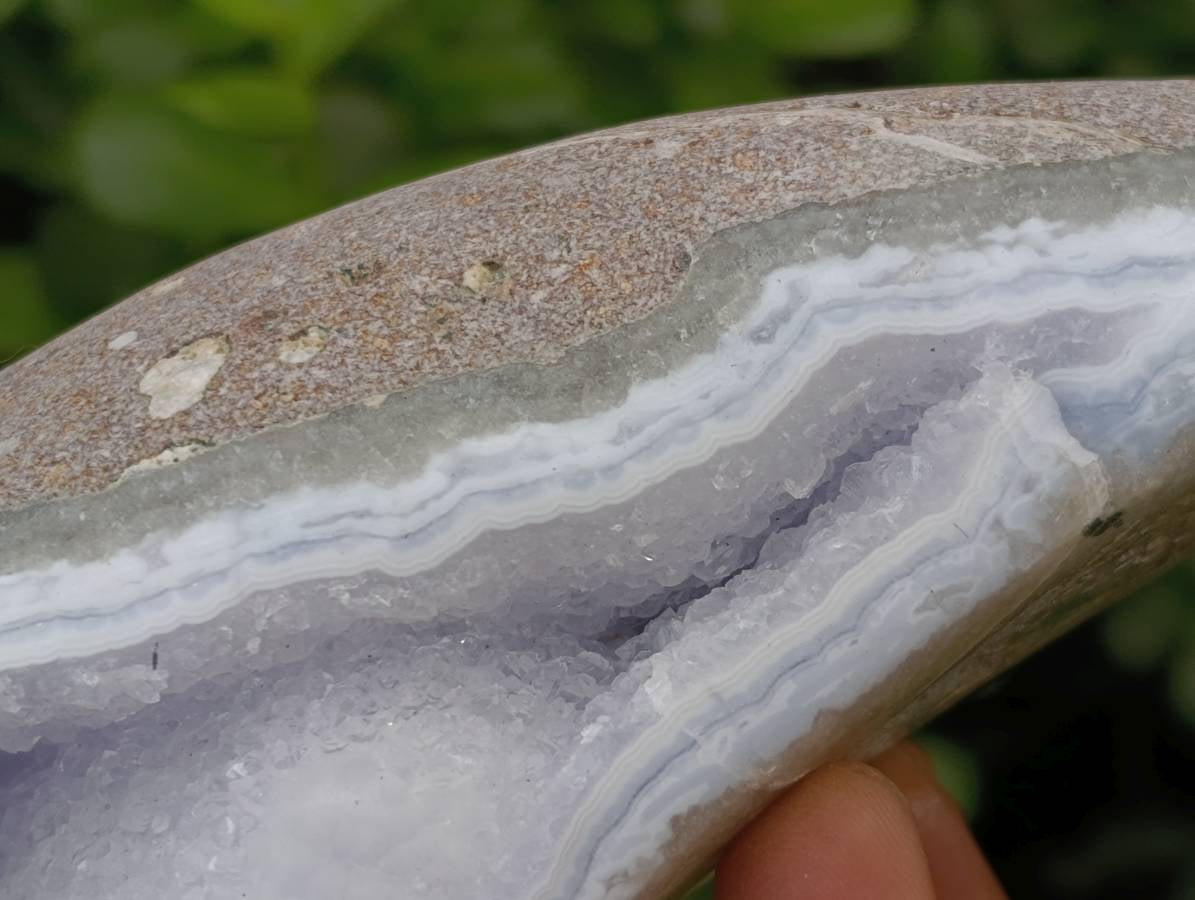 Polished Blue Lace Agate Standing Free Forms x 3 From Nsanje, Malawi - Toprock Gemstones and Minerals 