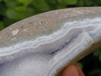 Polished Blue Lace Agate Standing Free Forms x 3 From Nsanje, Malawi