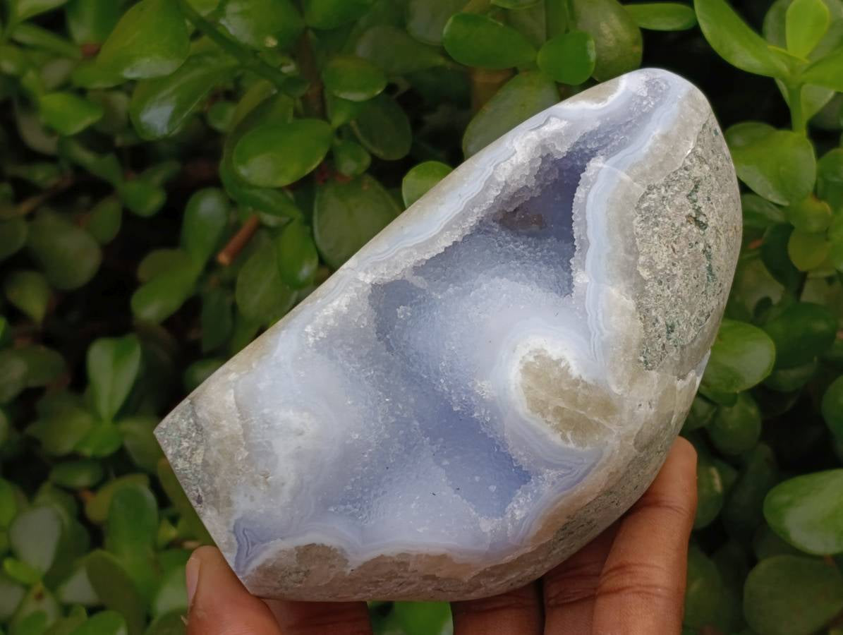 Polished Blue Lace Agate Standing Free Forms x 3 From Nsanje, Malawi - Toprock Gemstones and Minerals 
