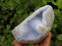 Polished Blue Lace Agate Standing Free Forms x 3 From Nsanje, Malawi