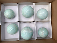 Polished Amazonite Spheres x 6 From Madagascar