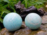 Polished Amazonite Spheres x 6 From Madagascar