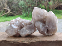 Natural Smokey Phantom Quartz Clusters x 6 From Luena, Congo