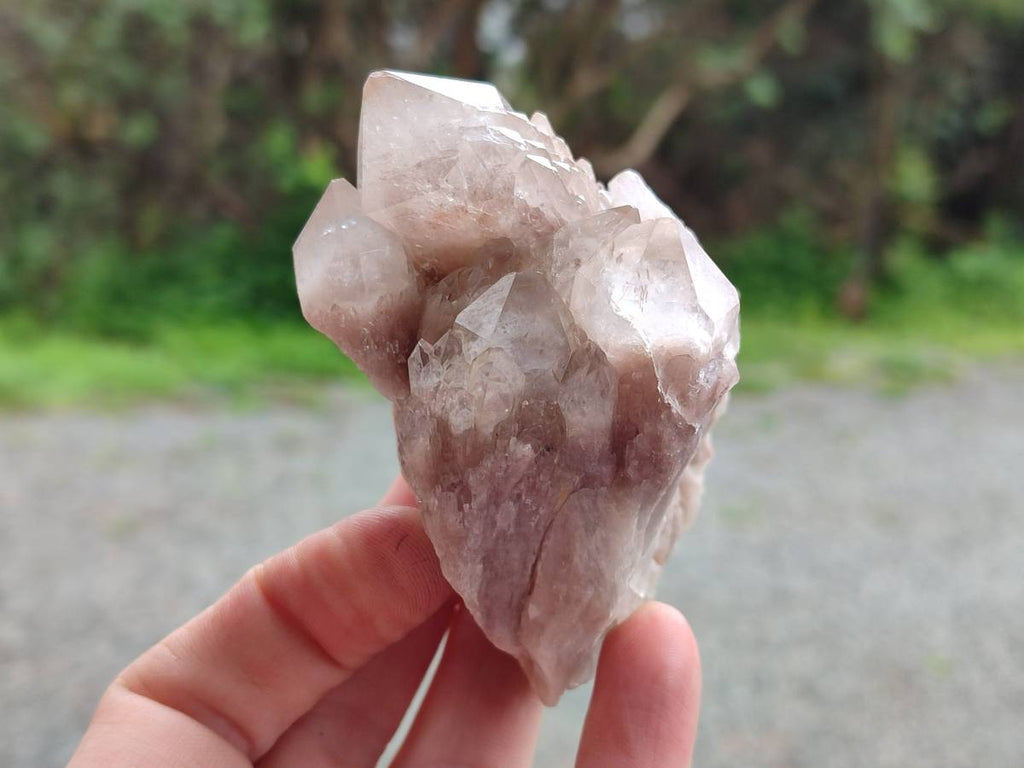 Natural Smokey Phantom Quartz Clusters x 6 From Luena, Congo - Toprock Gemstones and Minerals 