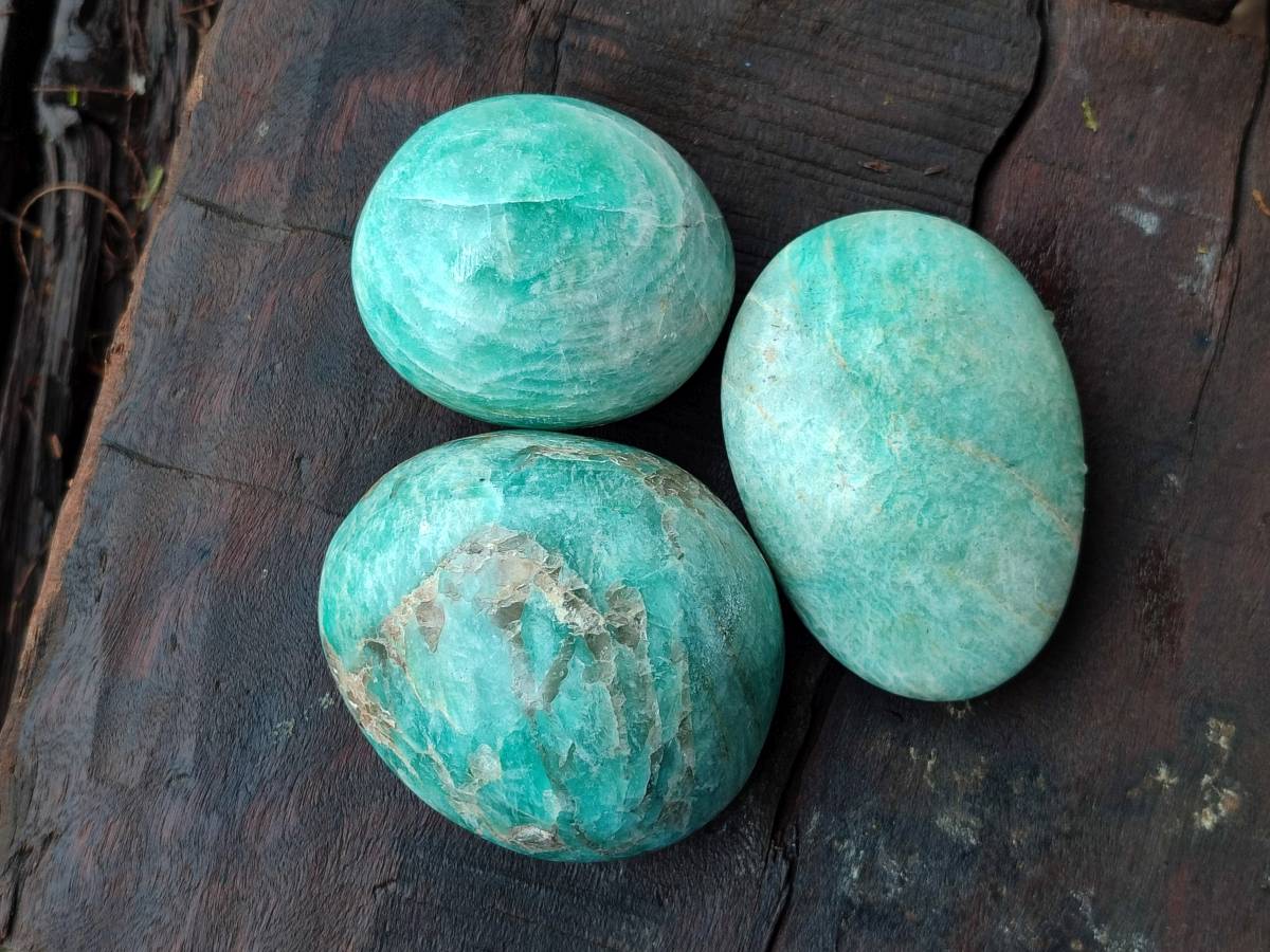 Polished Amazonite Palm Stones x 12 From Madagascar - Toprock Gemstones and Minerals 