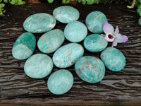 Polished Amazonite Palm Stones x 12 From Madagascar