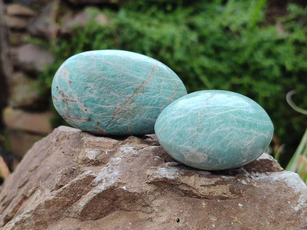 Polished Amazonite Palm Stones x 12 From Madagascar - Toprock Gemstones and Minerals 