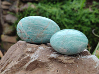 Polished Amazonite Palm Stones x 12 From Madagascar