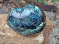 Polished Labradorite Hearts x 2 From Tulear, Madagascar