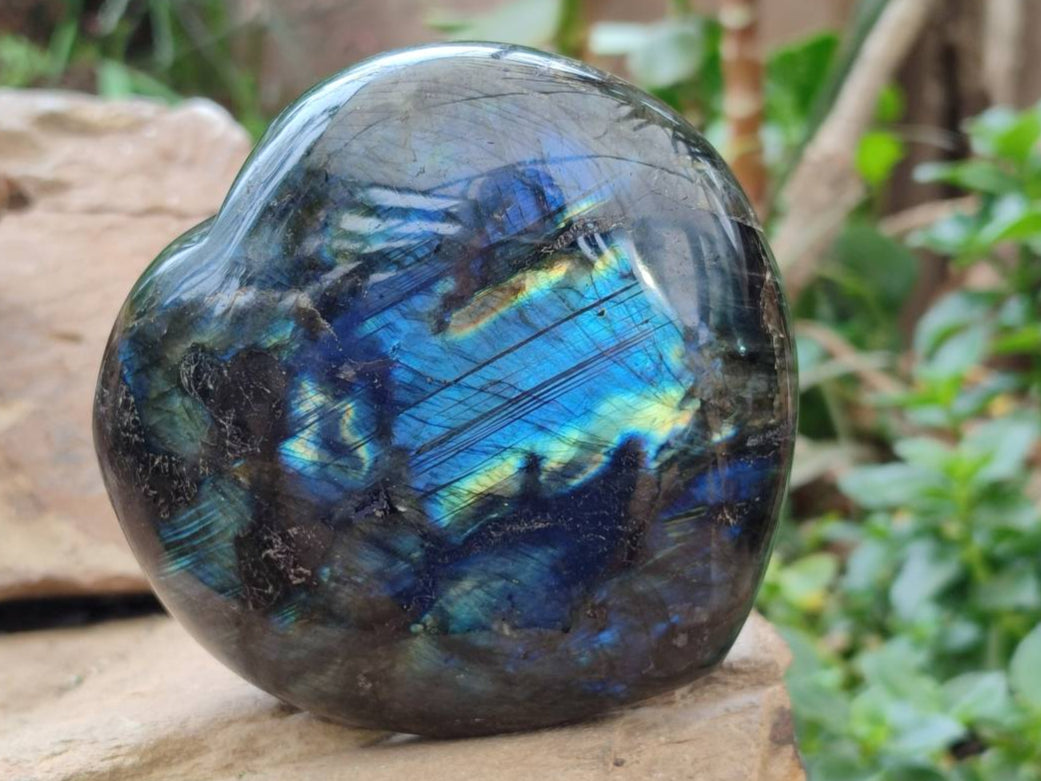 Polished Labradorite Hearts x 2 From Tulear, Madagascar - Toprock Gemstones and Minerals 