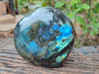 Polished Labradorite Hearts x 2 From Tulear, Madagascar