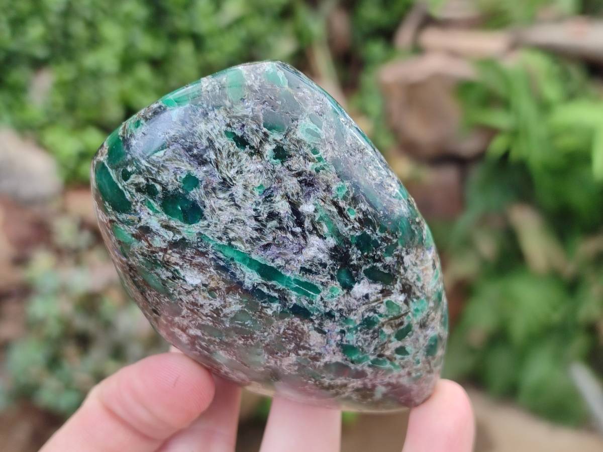 Polished Emerald Mica 'Mutokolite' Standing Free Forms x 3 From Mutoko, Zimbabwe - Toprock Gemstones and Minerals 