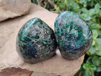 Polished Emerald Mica 'Mutokolite' Standing Free Forms x 3 From Mutoko, Zimbabwe