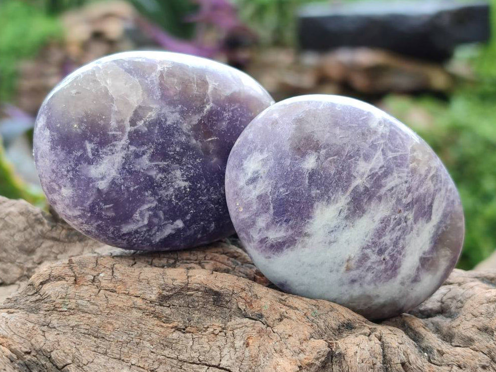 Polished Lepidolite Palm Stones x 12 From Ambatondrazaka, Madagascar - Toprock Gemstones and Minerals 