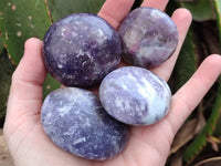 Polished Lepidolite Palm Stones x 12 From Ambatondrazaka, Madagascar