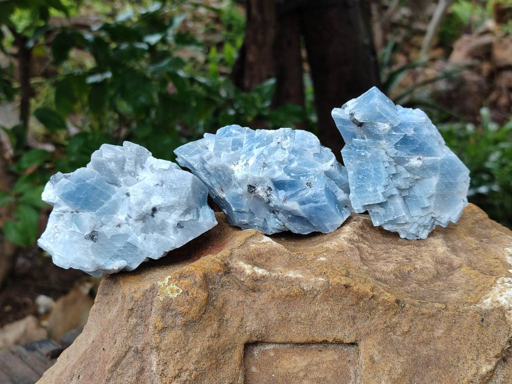 Natural Sky Blue Calcite Specimens x 12 From Namibia - Toprock Gemstones and Minerals 