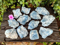 Natural Sky Blue Calcite Specimens x 12 From Namibia
