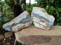 Polished On One Side Blue Lace Agate with Crazy Lace x 4 From Namibia