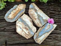 Polished On One Side Blue Lace Agate with Crazy Lace x 4 From Namibia