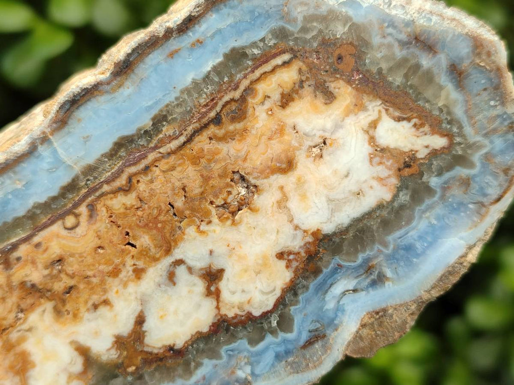 Polished On One Side Blue Lace Agate with Crazy Lace x 4 From Namibia - Toprock Gemstones and Minerals 