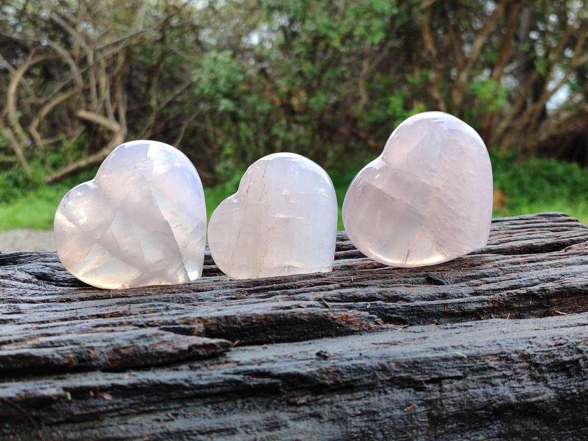 Polished Rose Quartz Hearts x 12 From Madagascar - Toprock Gemstones and Minerals 