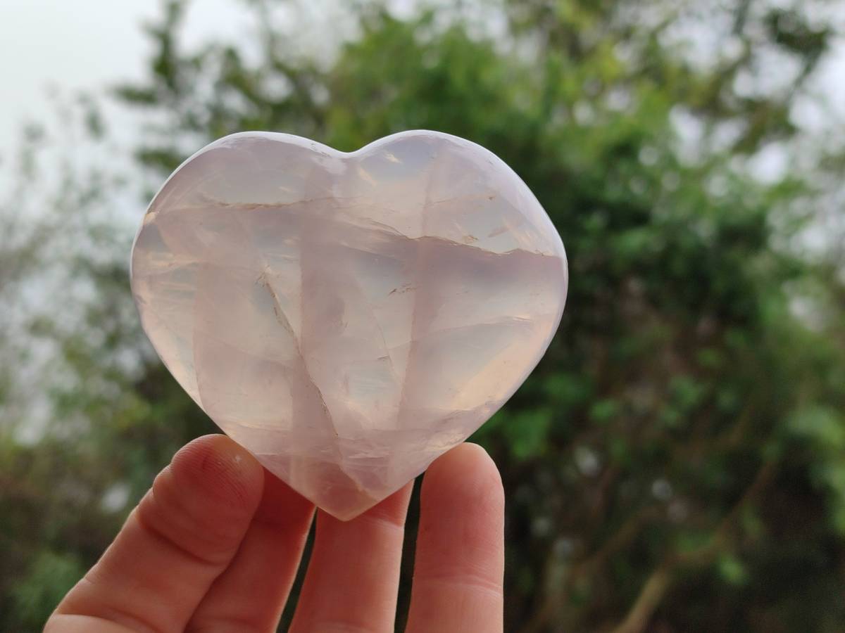 Polished Rose Quartz Hearts x 12 From Madagascar - Toprock Gemstones and Minerals 
