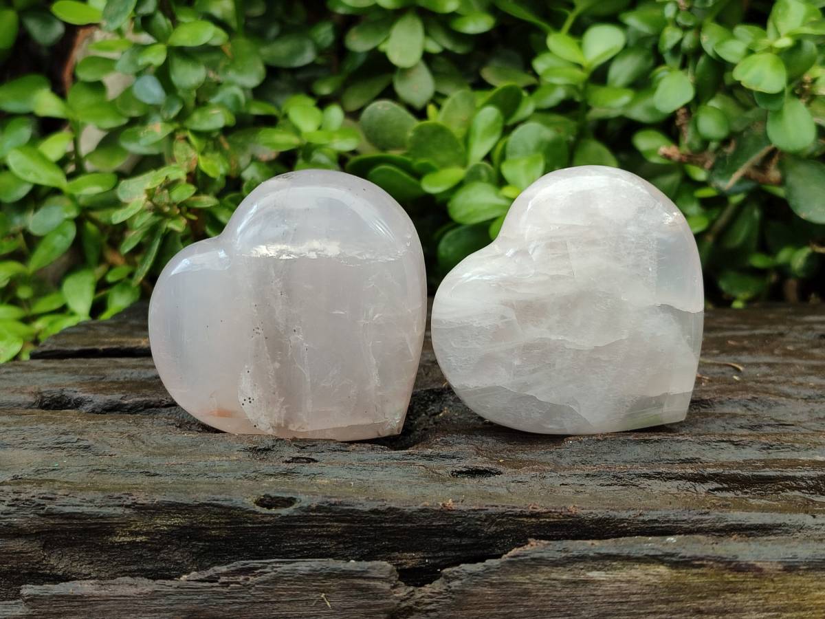 Polished Rose Quartz Hearts x 12 From Madagascar - Toprock Gemstones and Minerals 