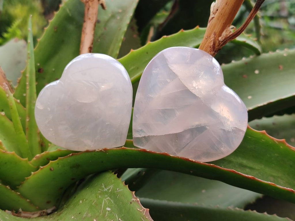 Polished Rose Quartz Hearts x 12 From Madagascar - Toprock Gemstones and Minerals 