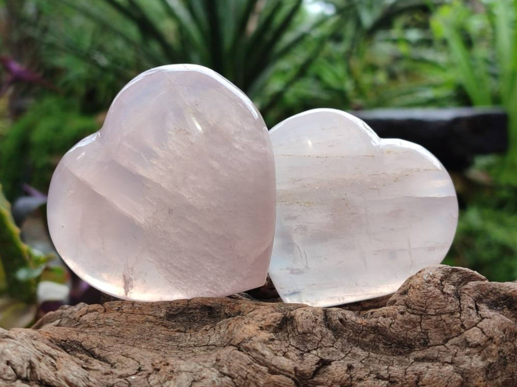 Polished Rose Quartz Hearts x 12 From Madagascar - Toprock Gemstones and Minerals 