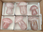Polished Rose Quartz Mushrooms x 6 From Madagascar - Toprock Gemstones and Minerals 