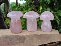 Polished Rose Quartz Mushrooms x 6 From Madagascar