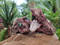 Natural Salrose Cobaltion Dolomite with Malachite Specimens x 6 From Kakanda, Congo