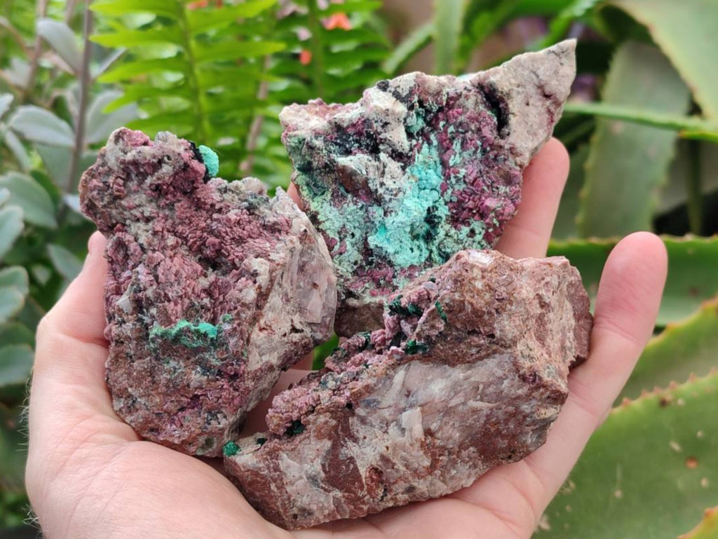 Natural Salrose Cobaltion Dolomite with Malachite Specimens x 6 From Kakanda, Congo - Toprock Gemstones and Minerals 