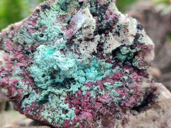 Natural Salrose Cobaltion Dolomite with Malachite Specimens x 6 From Kakanda, Congo