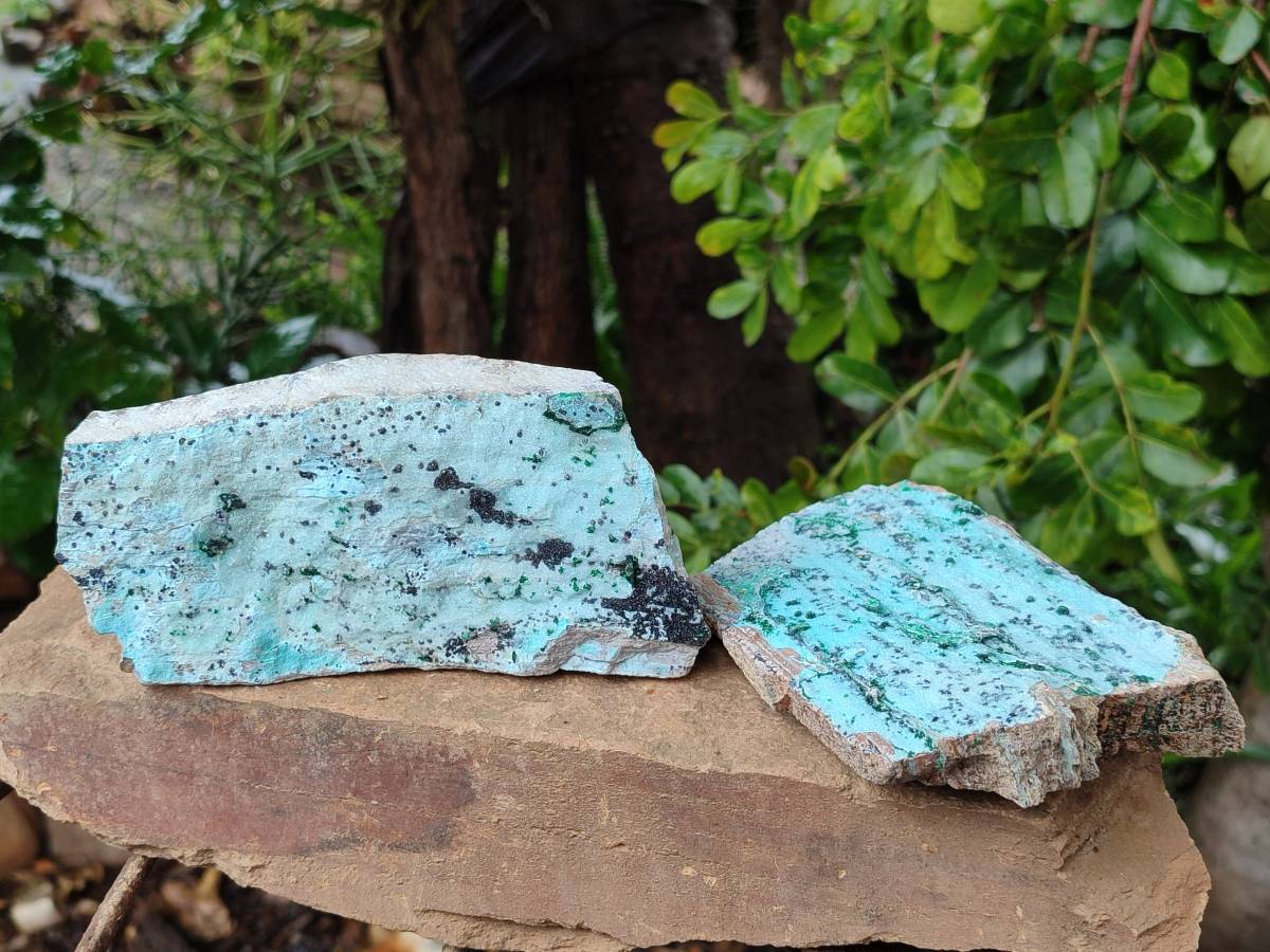 Natural Drusy Coated Chrysocolla Specimens x 3 From Likasi, Congo - Toprock Gemstones and Minerals 