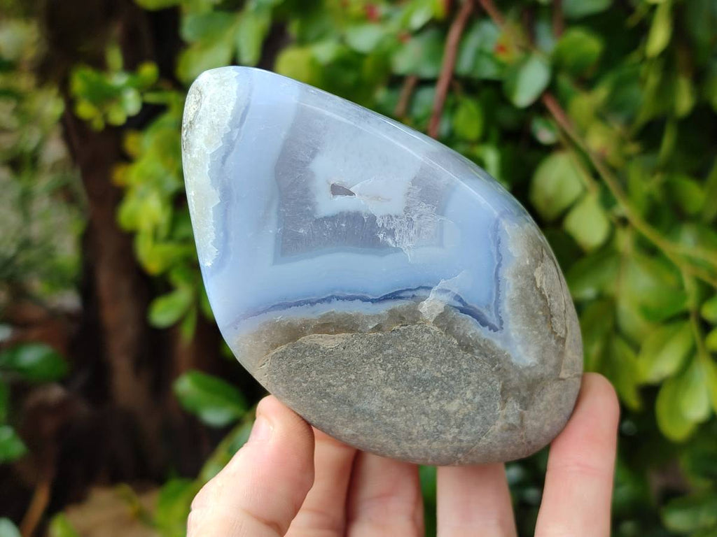 Polished Blue Lace Agate Standing Free Forms x 3 From Nsanje, Malawi - Toprock Gemstones and Minerals 
