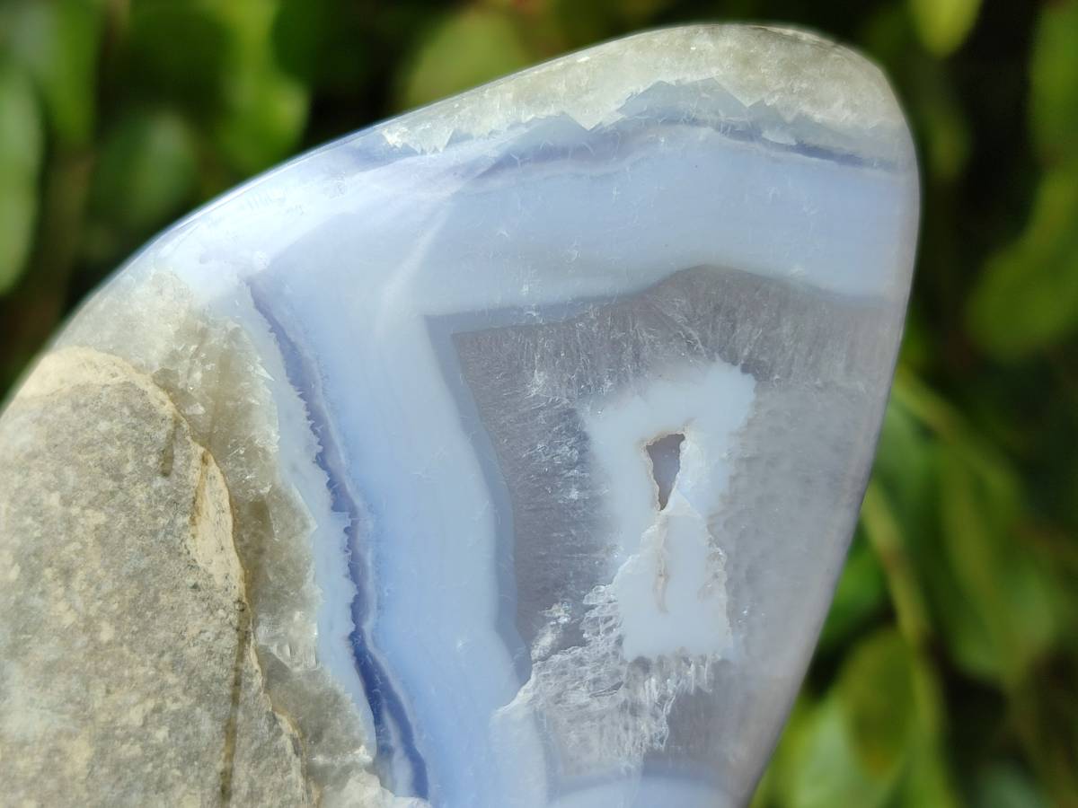 Polished Blue Lace Agate Standing Free Forms x 3 From Nsanje, Malawi - Toprock Gemstones and Minerals 
